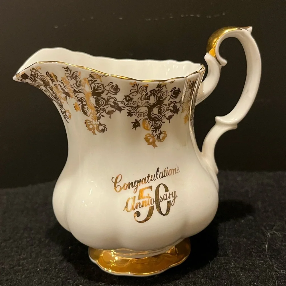 Vintage Royal Albert 50th Anniversary 6 C Teapot, Creamer and Plate, England